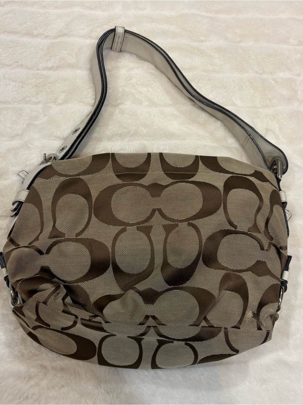 Coach Large Signature Canvas Hobo in Brown and Khaki